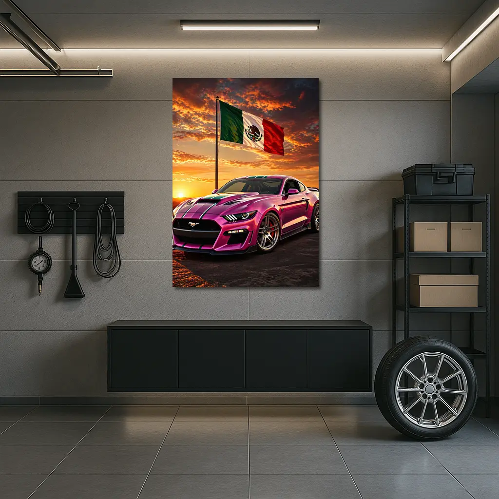 Ford Mustang GT Mexico Flag Sunset – Wall Art