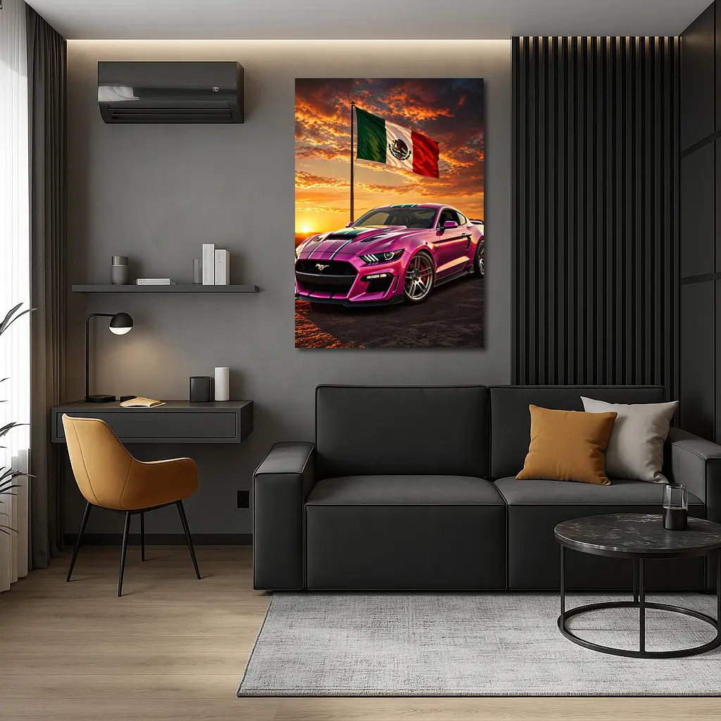 Ford Mustang GT Mexico Flag Sunset – Wall Art