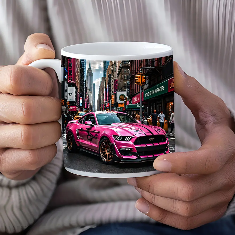 Pink Ford Mustang Mach One New York City – Mugs