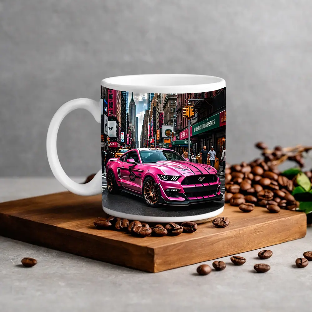 Pink Ford Mustang Mach One New York City – Mugs