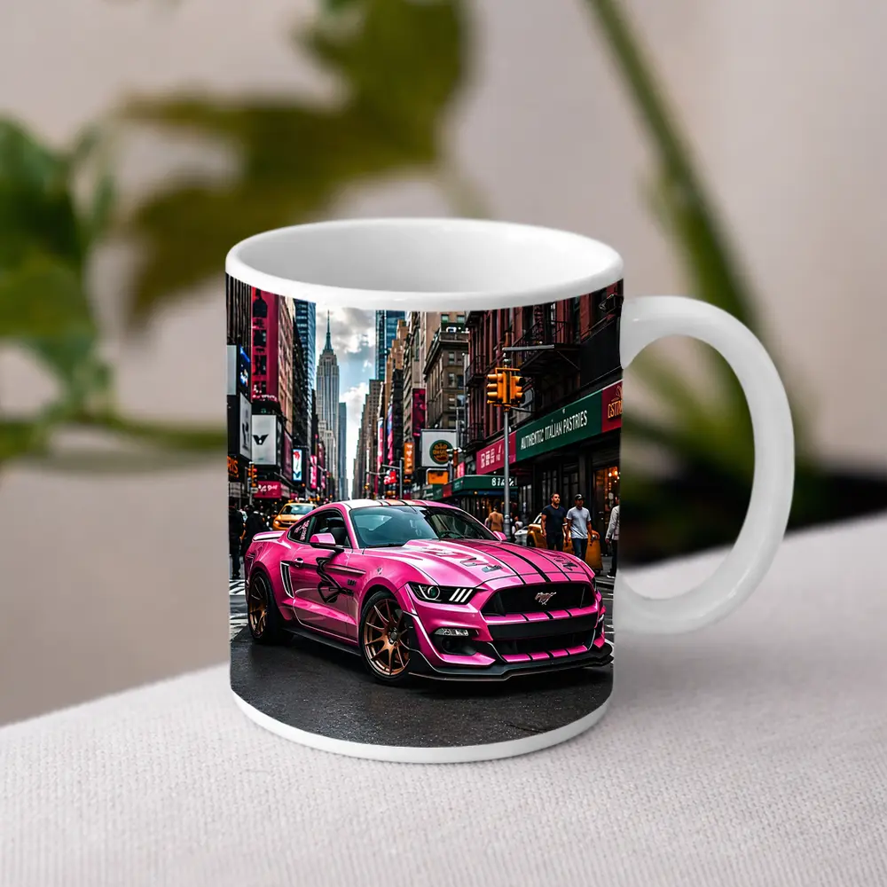 Pink Ford Mustang Mach One New York City – Mugs