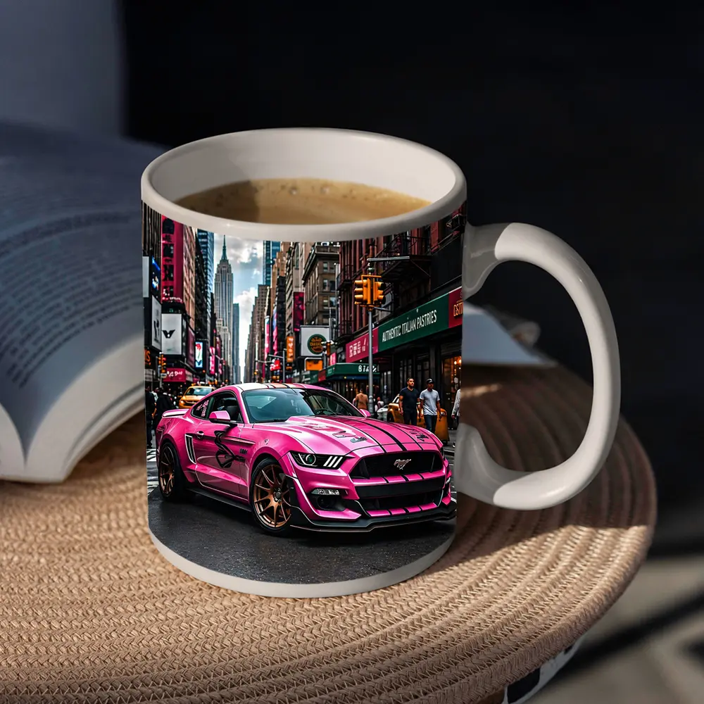 Pink Ford Mustang Mach One New York City – Mugs