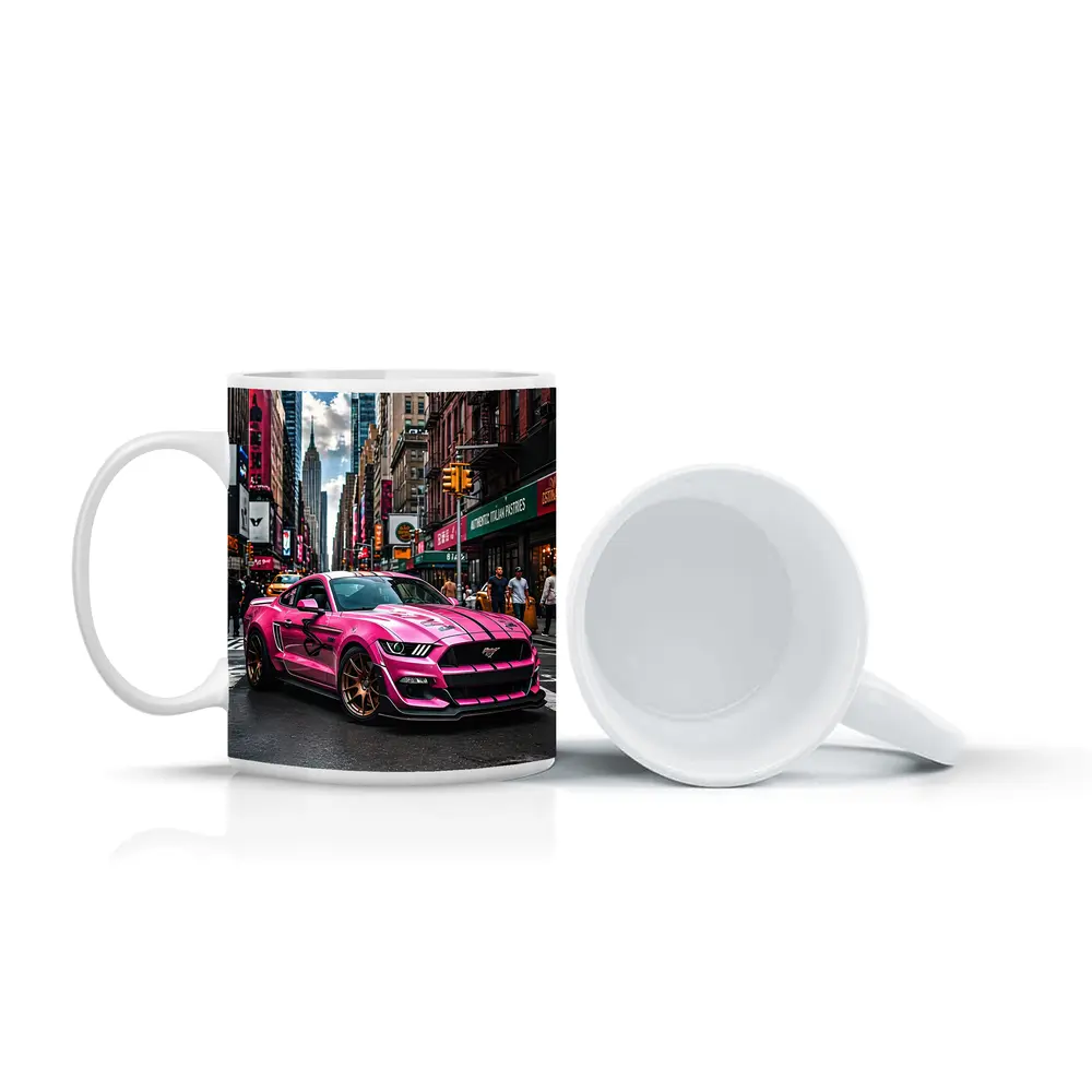 Pink Ford Mustang Mach One New York City – Mugs