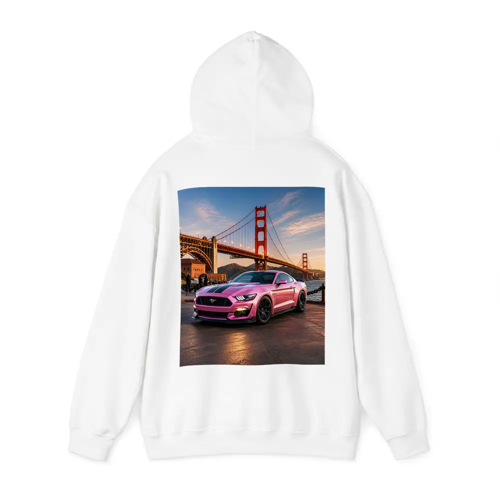 Pink Ford Mustang Golden Gate Bridge – Hoodies