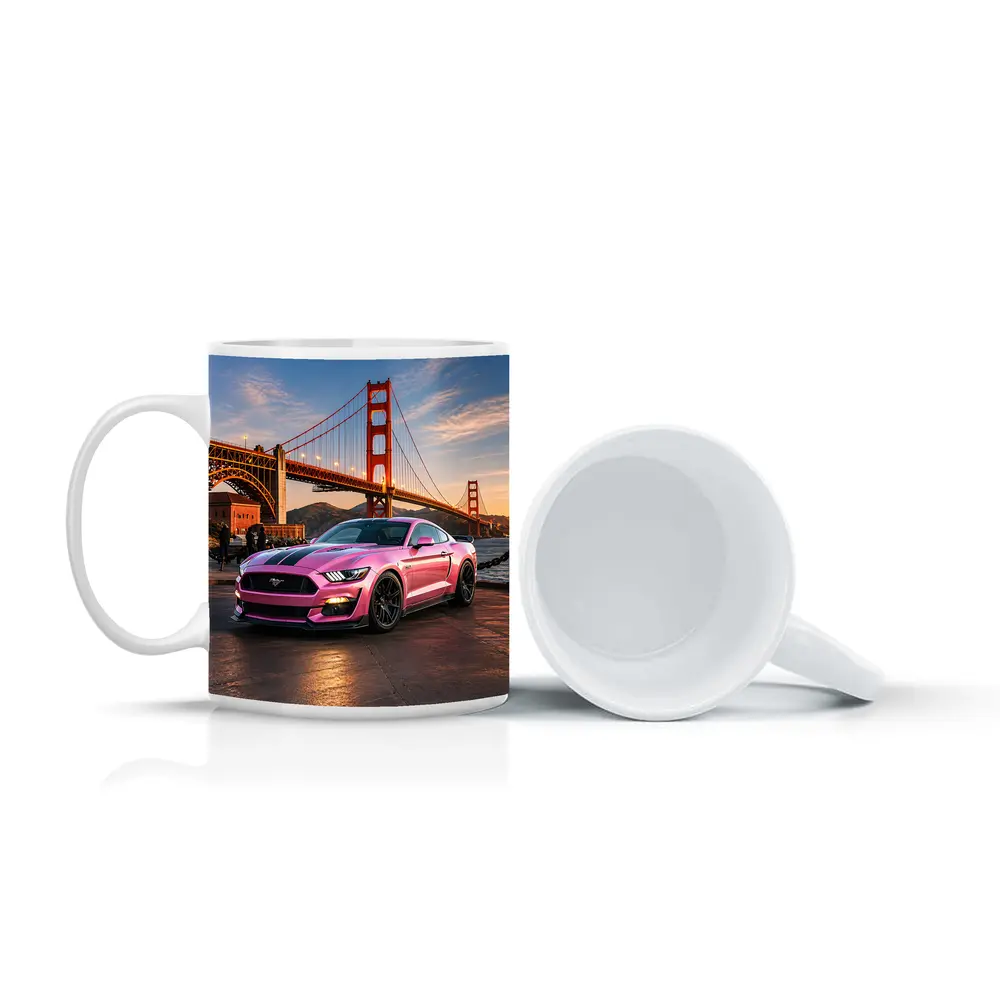 Pink Ford Mustang Golden Gate Bridge – Mugs