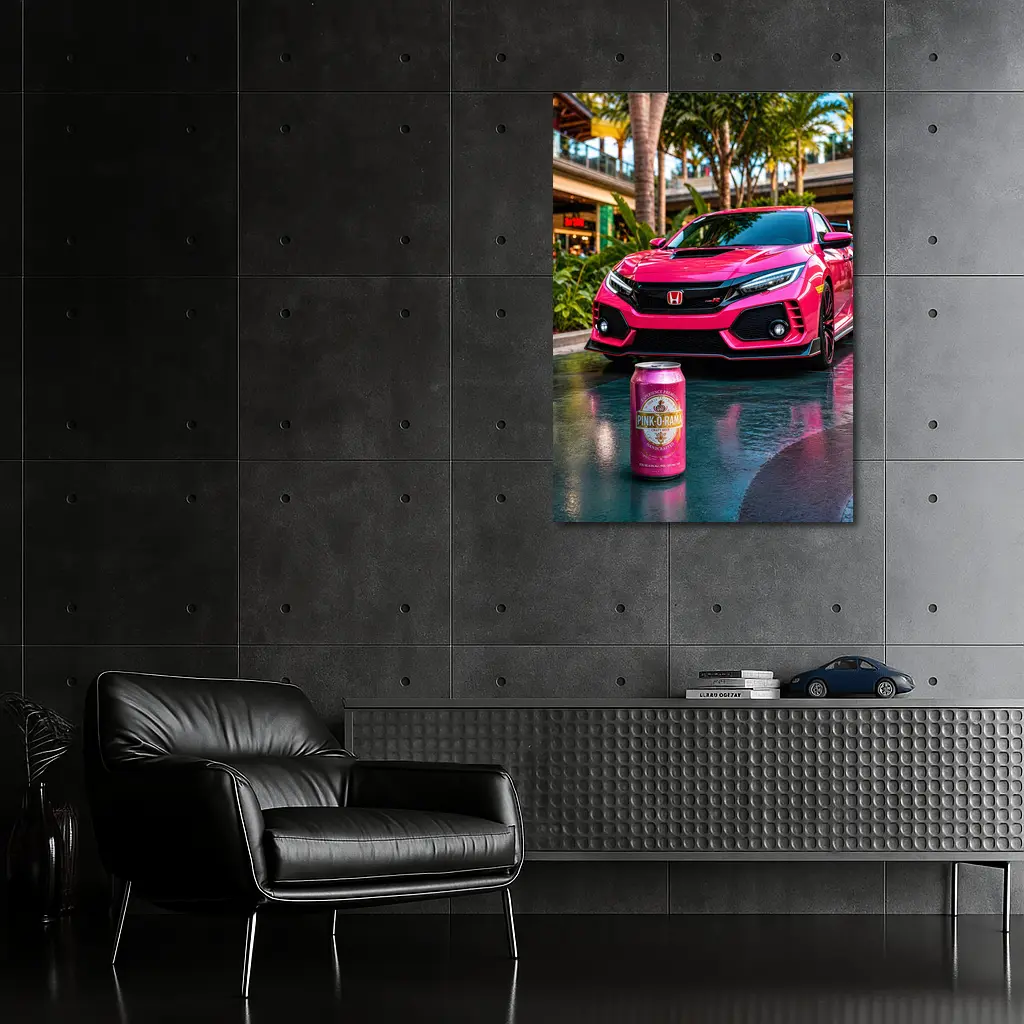 Honda Civic Type R Pink Tropical Mall Setting – Wall Art
