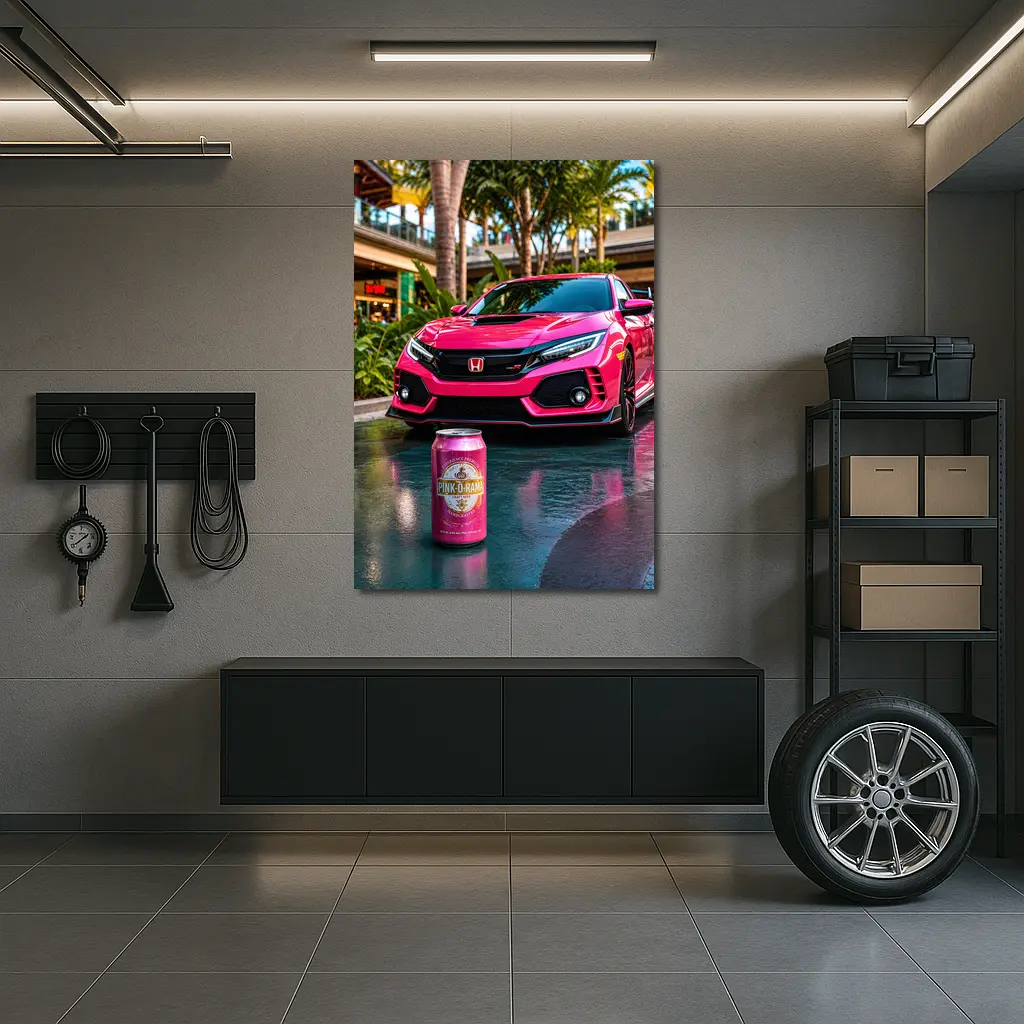 Honda Civic Type R Pink Tropical Mall Setting – Wall Art