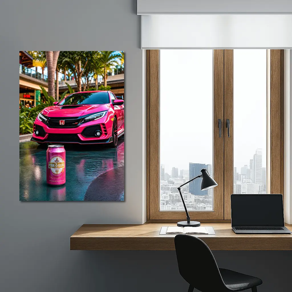 Honda Civic Type R Pink Tropical Mall Setting – Wall Art