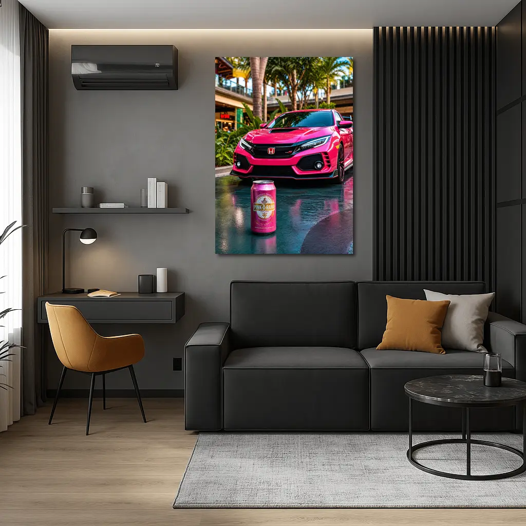 Honda Civic Type R Pink Tropical Mall Setting – Wall Art
