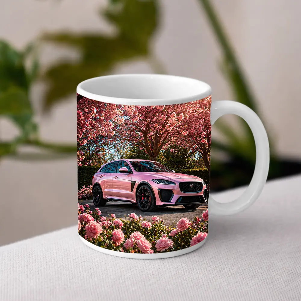 Pink Jaguar F-Pace SVR Among Pink Roses – Mugs