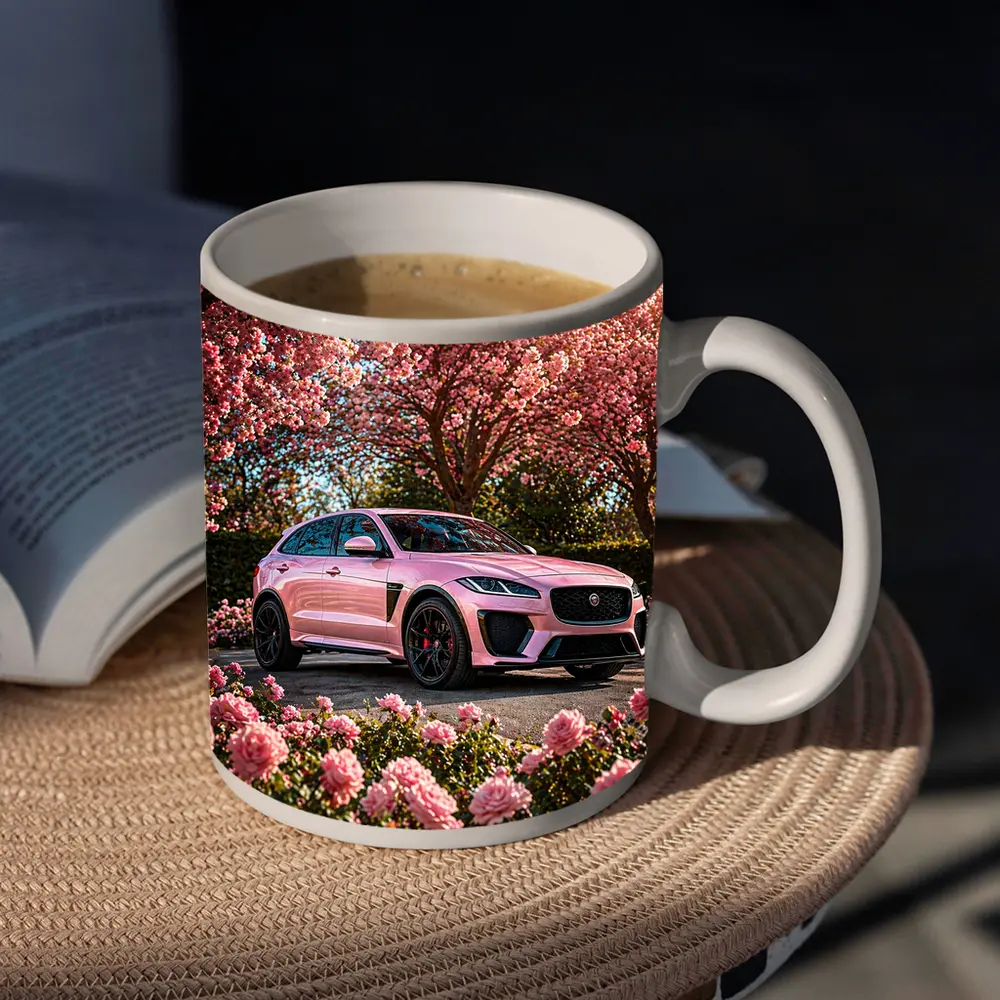 Pink Jaguar F-Pace SVR Among Pink Roses – Mugs