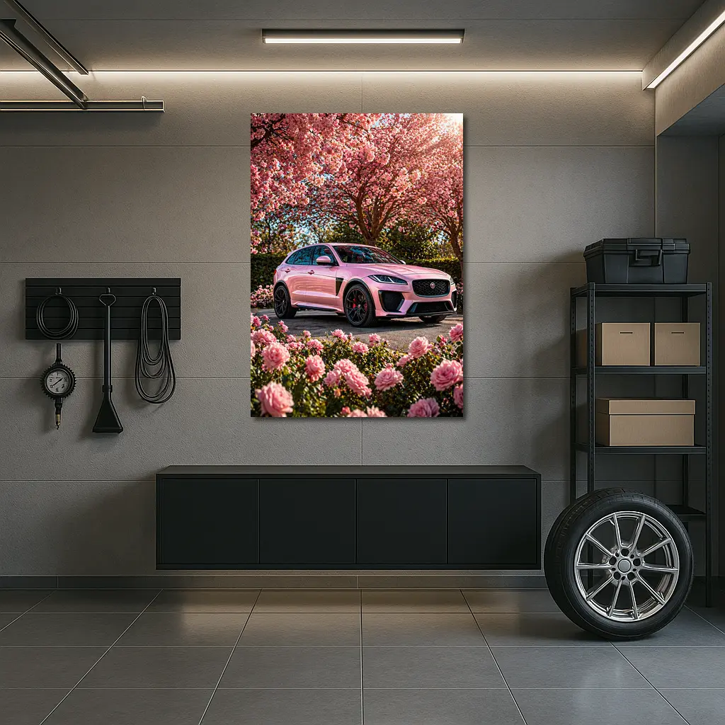 Pink Jaguar F-Pace SVR Among Pink Roses – Wall Art
