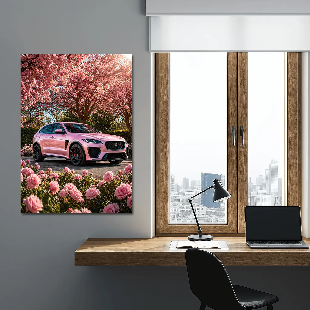 Pink Jaguar F-Pace SVR Among Pink Roses – Wall Art