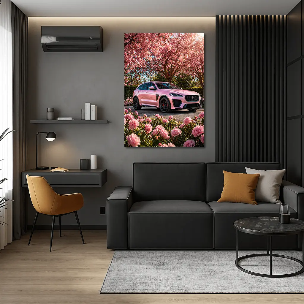 Pink Jaguar F-Pace SVR Among Pink Roses – Wall Art