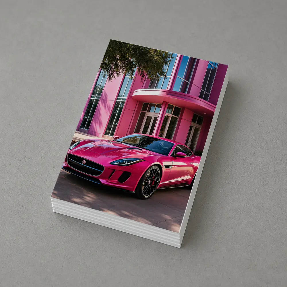 Pink Jaguar F-Type Outside Modern Building – Postcards