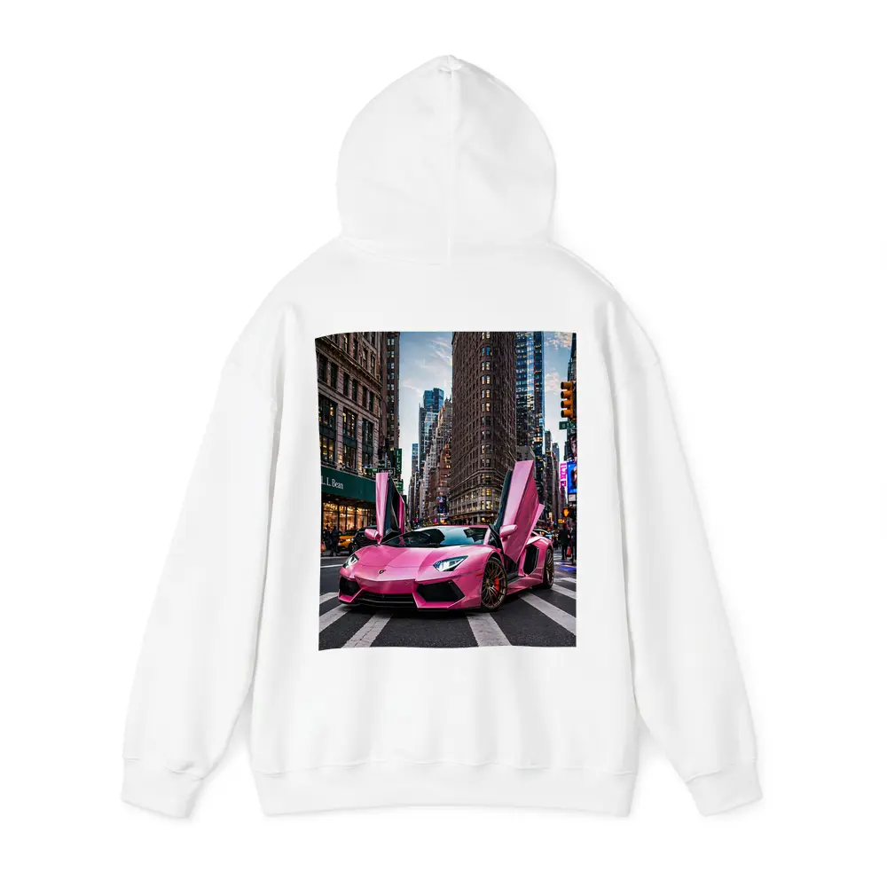 Pink Lamborghini Aventador New York City Street – Hoodies