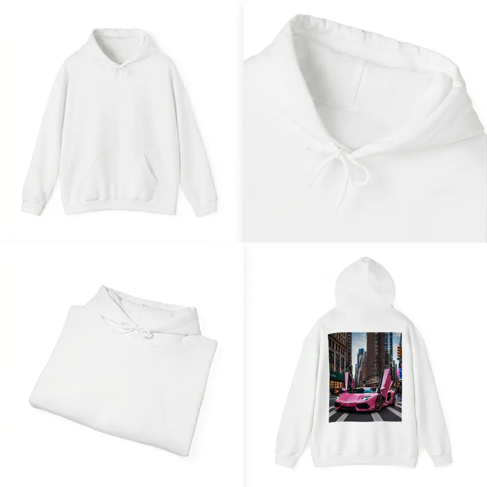 Pink Lamborghini Aventador New York City Street – Hoodies