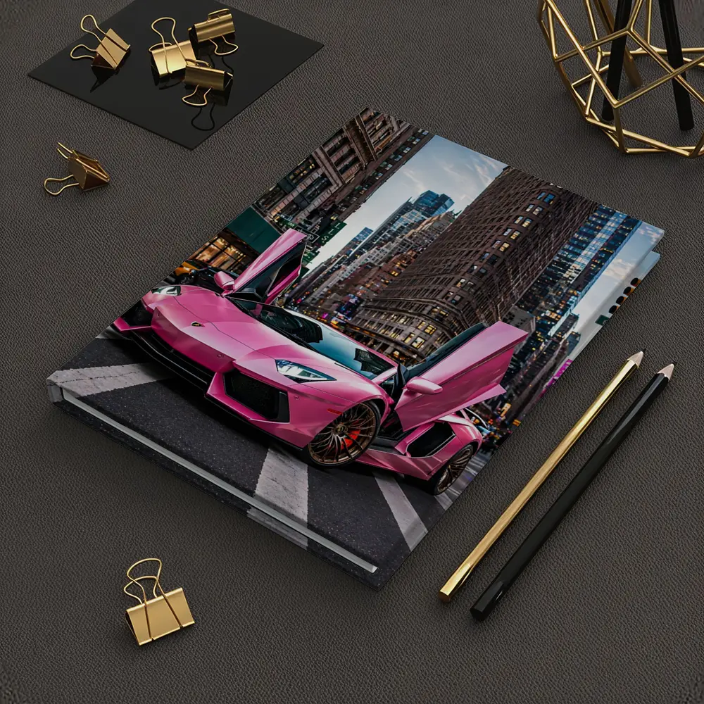 Pink Lamborghini Aventador New York City Street – Notebooks
