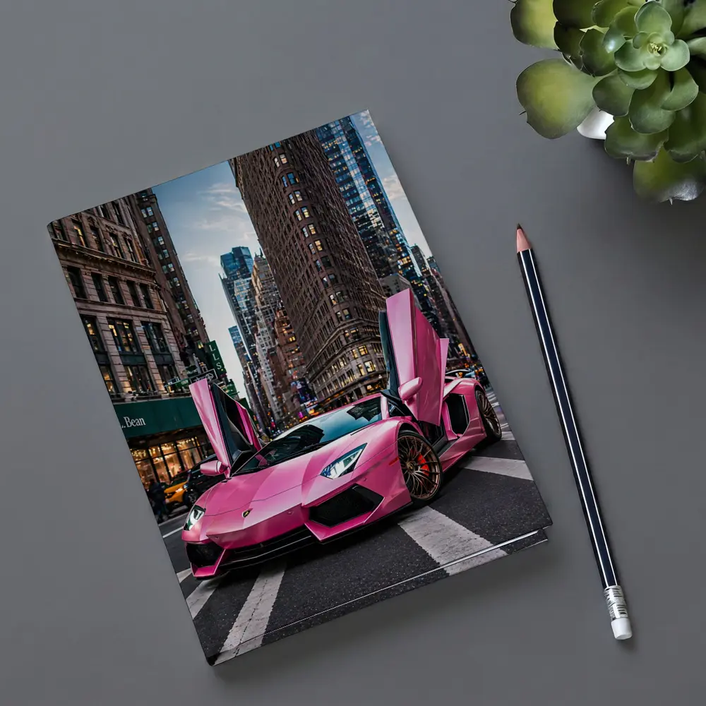 Pink Lamborghini Aventador New York City Street – Notebooks