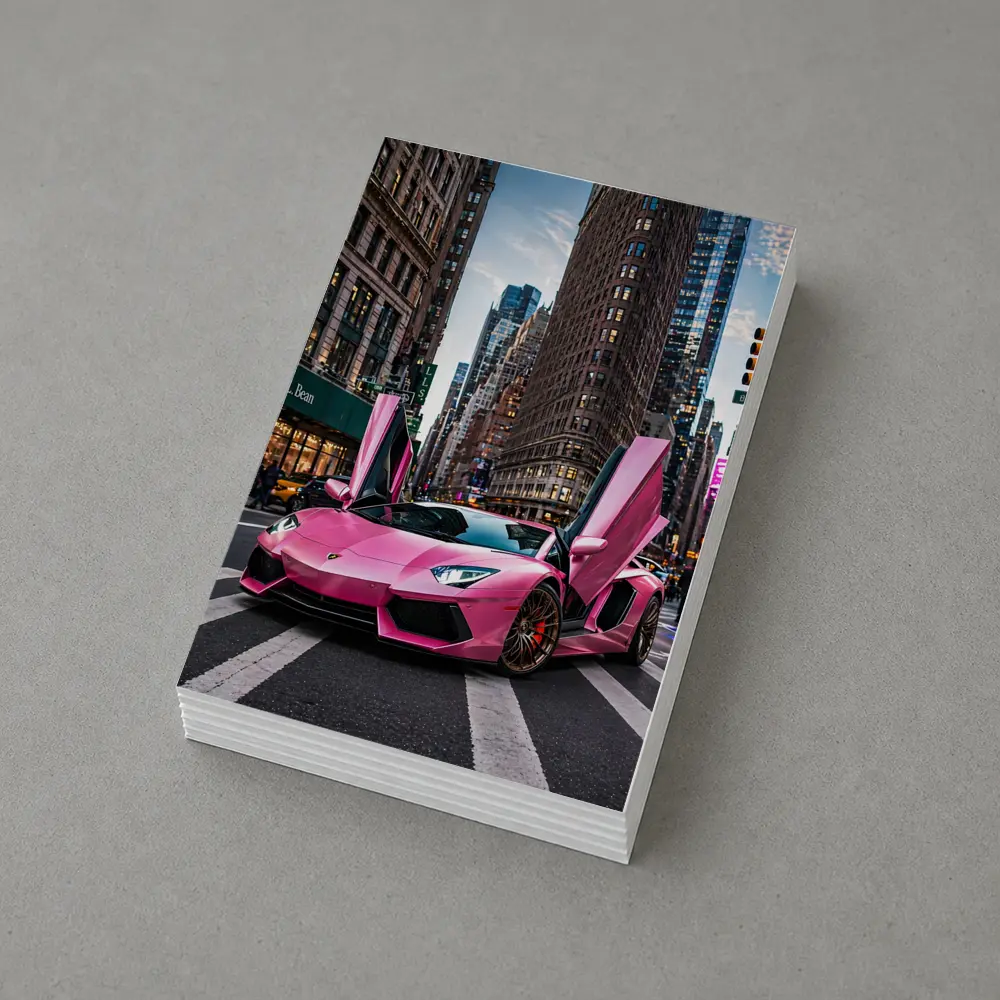 Pink Lamborghini Aventador New York City Street – Postcards