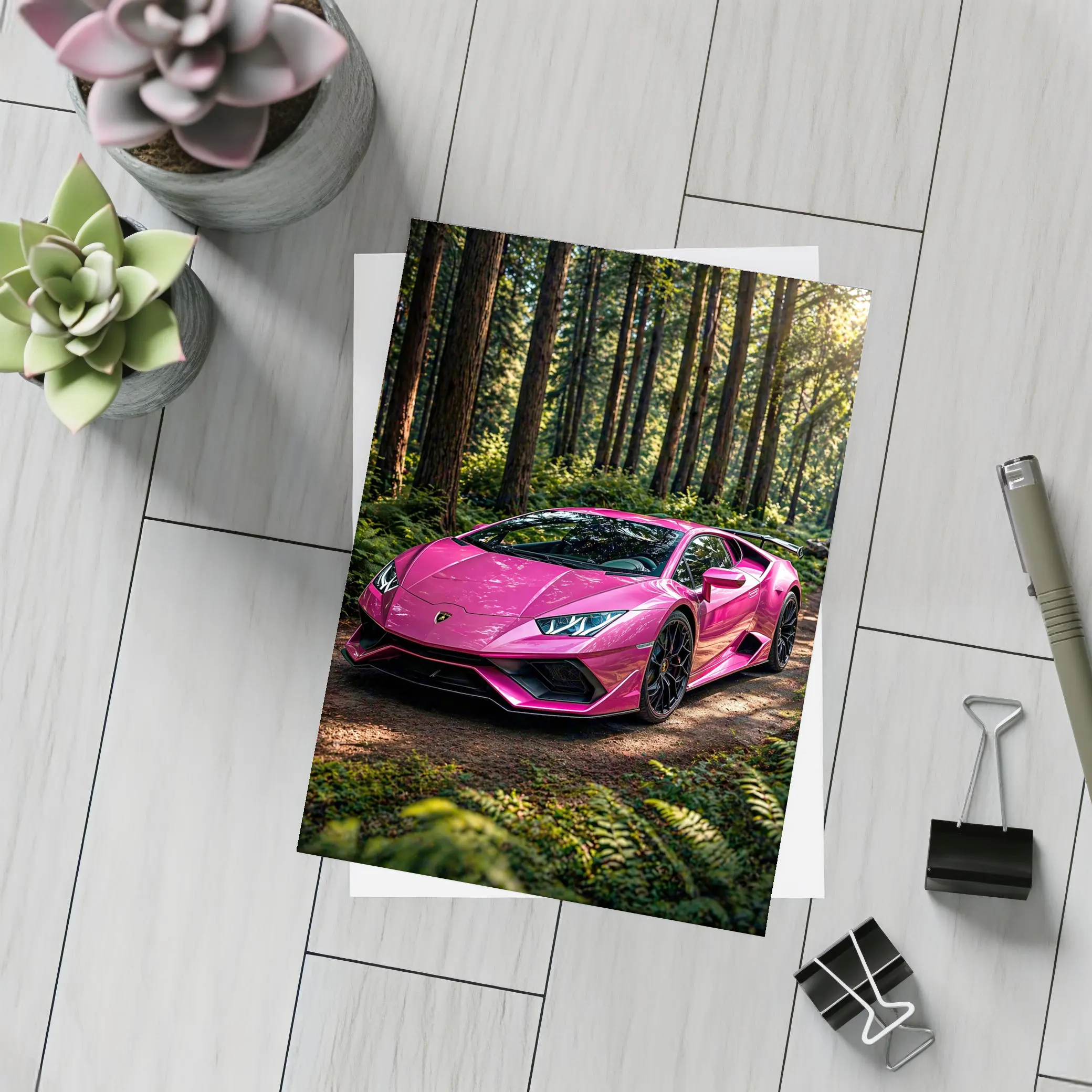 Pink Lamborghini Huracan Forest Dirt Road – Postcards