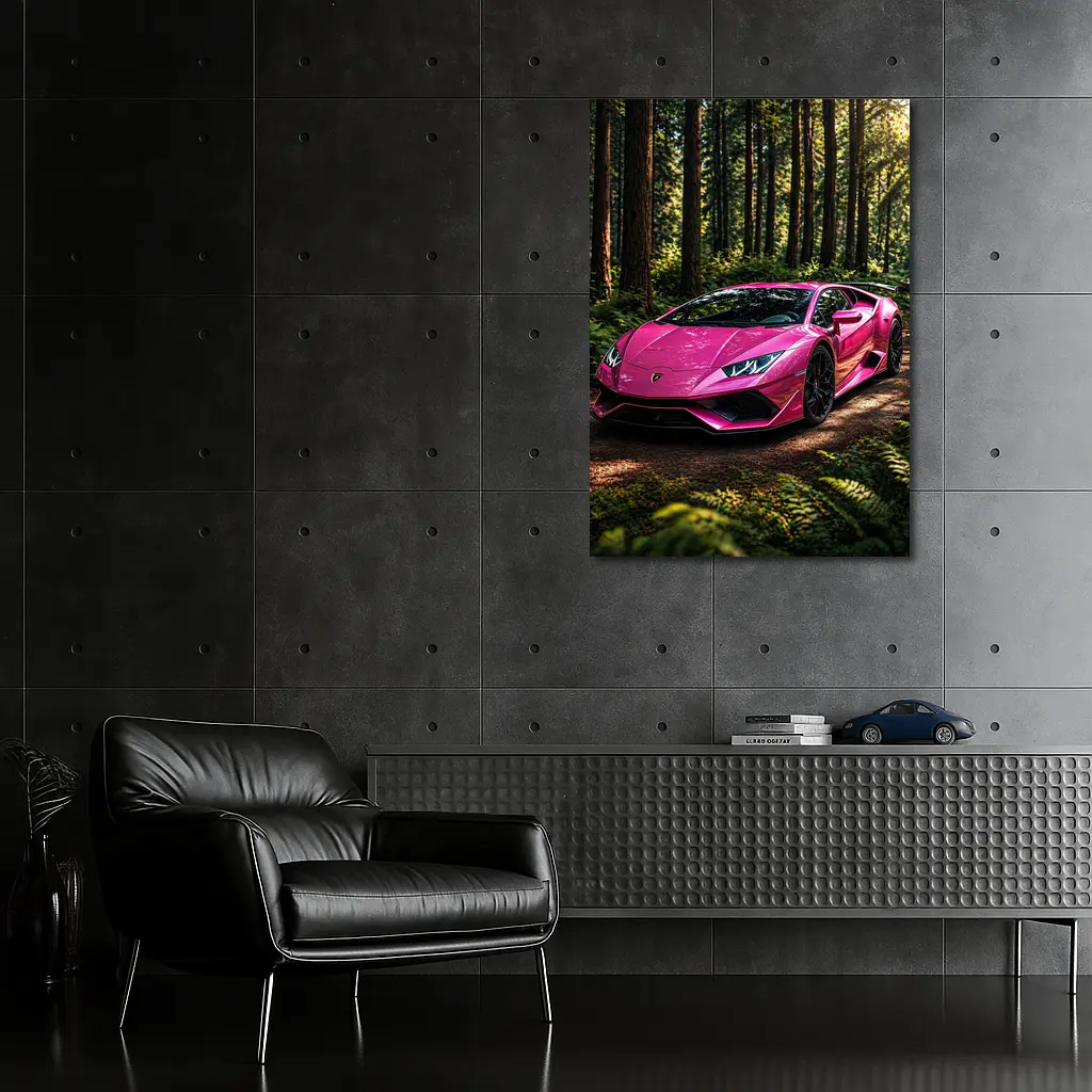 Pink Lamborghini Huracan Forest Dirt Road – Wall Art