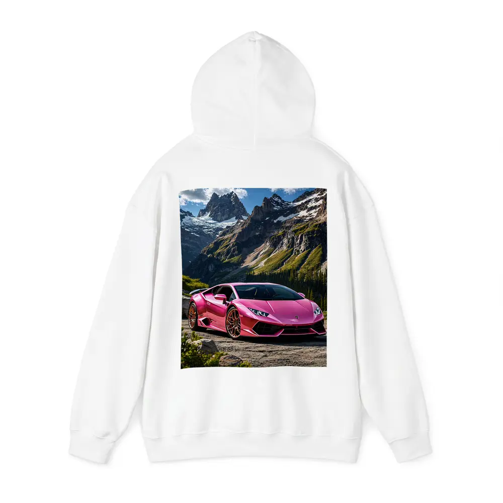 Pink Lamborghini Huracan Mountain Backdrop – Hoodies