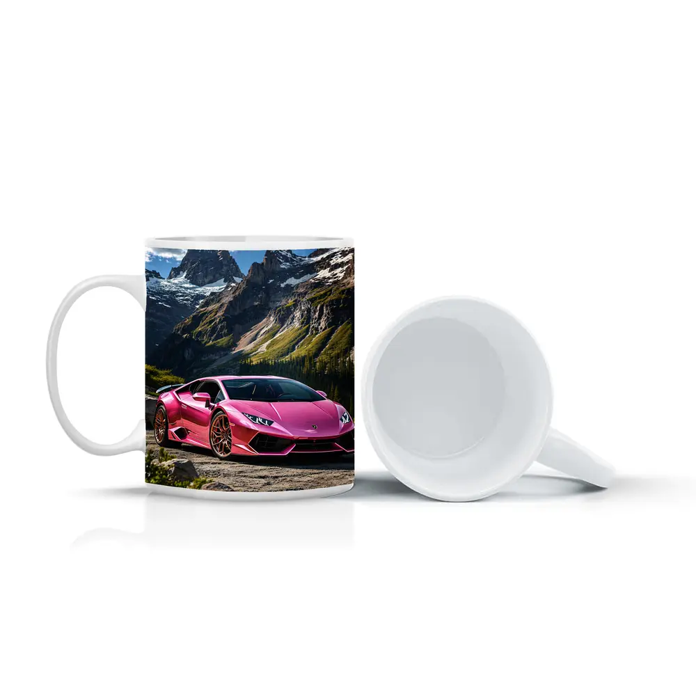 Pink Lamborghini Huracan Mountain Backdrop – Mugs