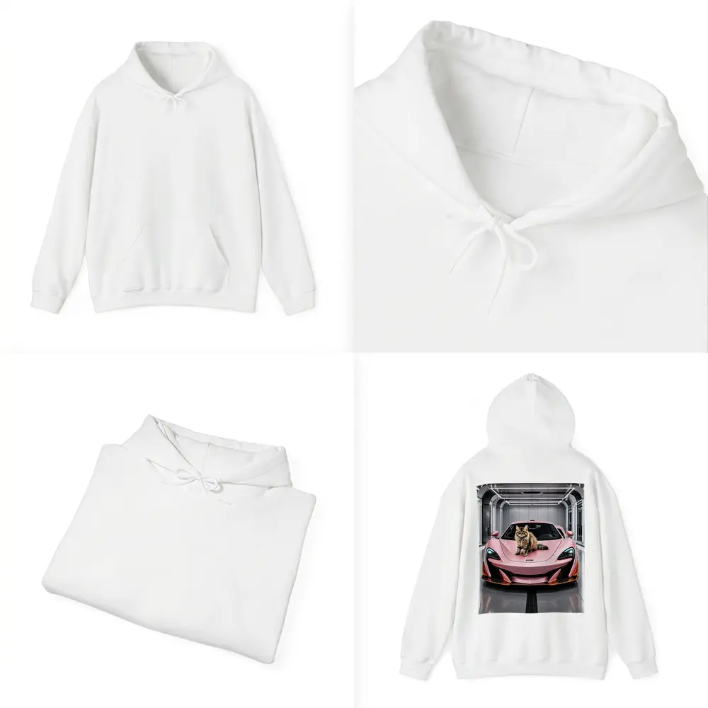 Pink McLaren Cat Sitting On Hood – Hoodies
