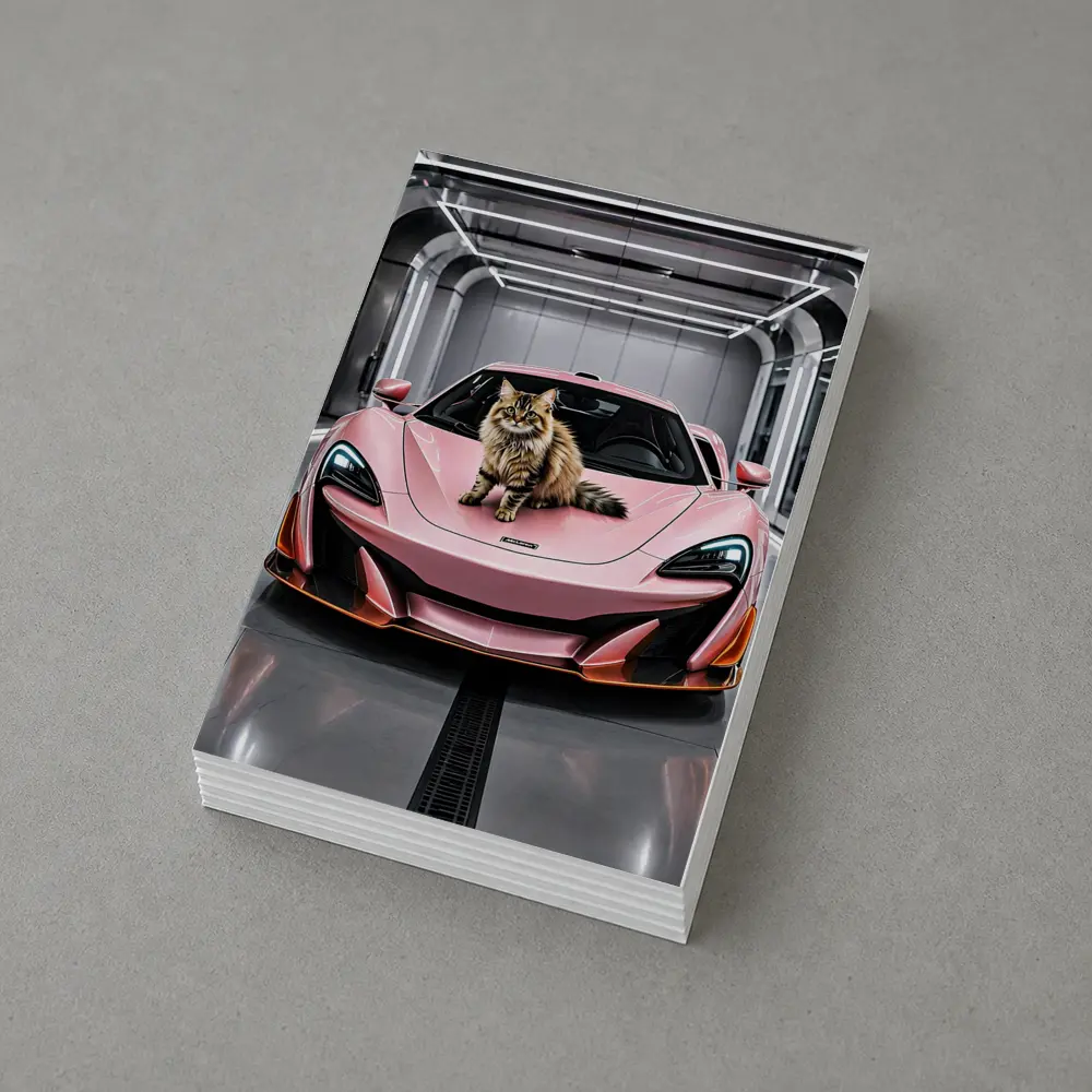 Pink McLaren Cat Sitting On Hood – Postcards