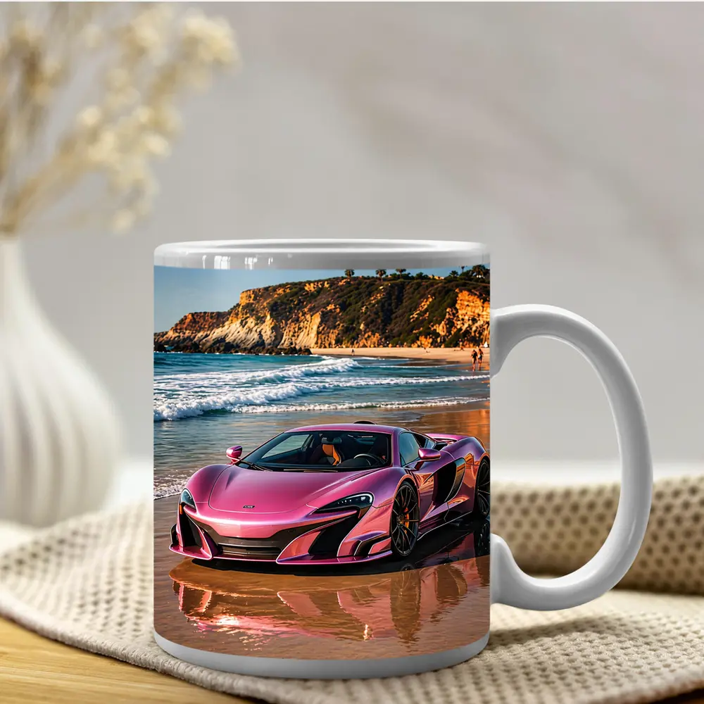 Pink McLaren 570S on Sunny Beach – Mugs