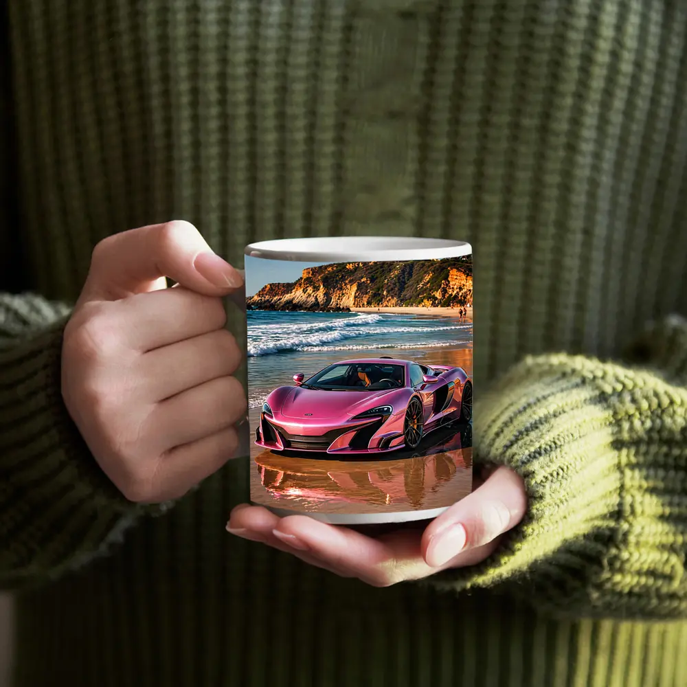 Pink McLaren 570S on Sunny Beach – Mugs