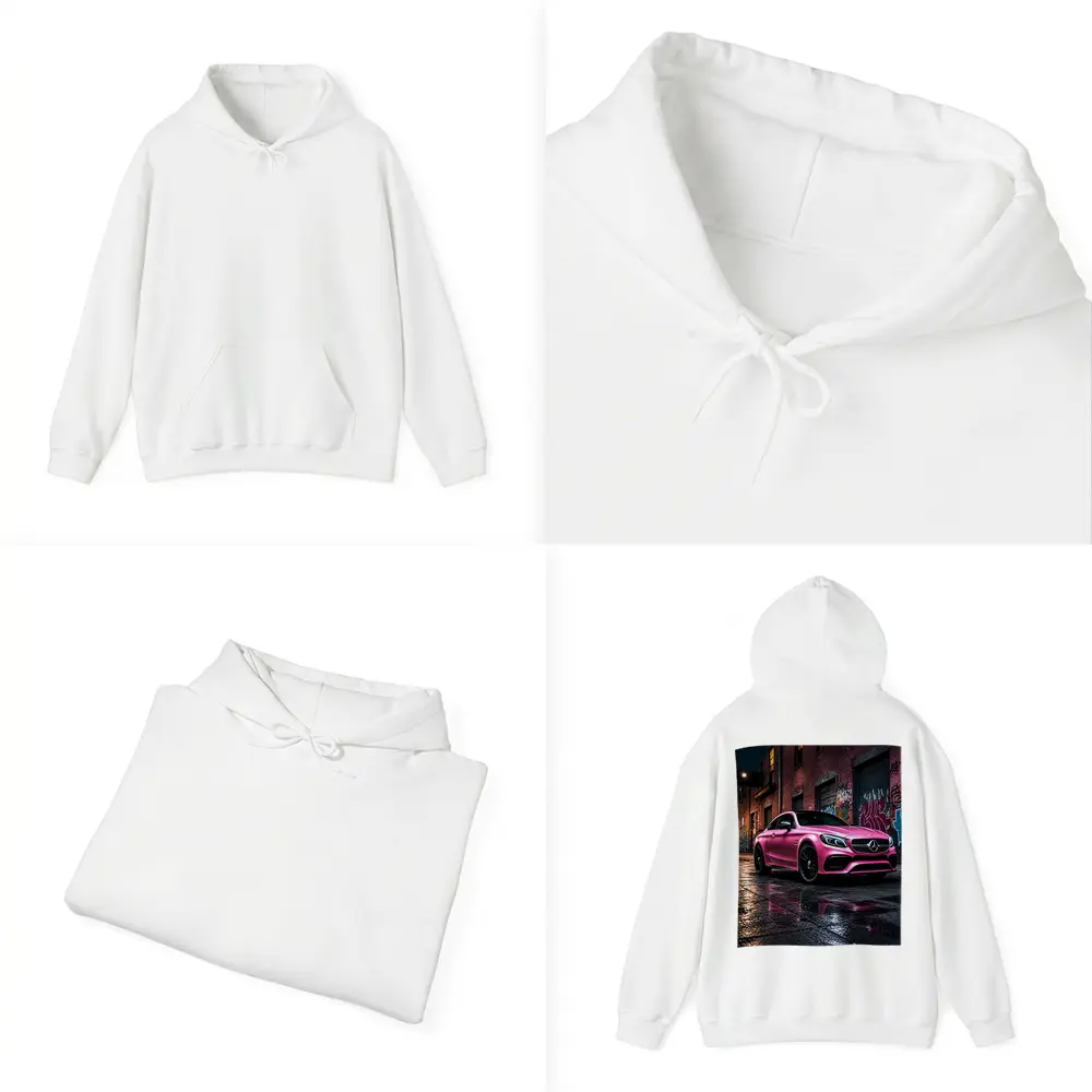 Pink Mercedes AMG C63 Graffiti Alley Night – Hoodies
