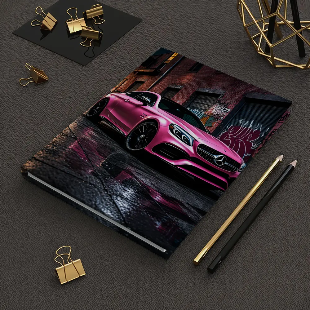 Pink Mercedes AMG C63 Graffiti Alley Night – Notebooks