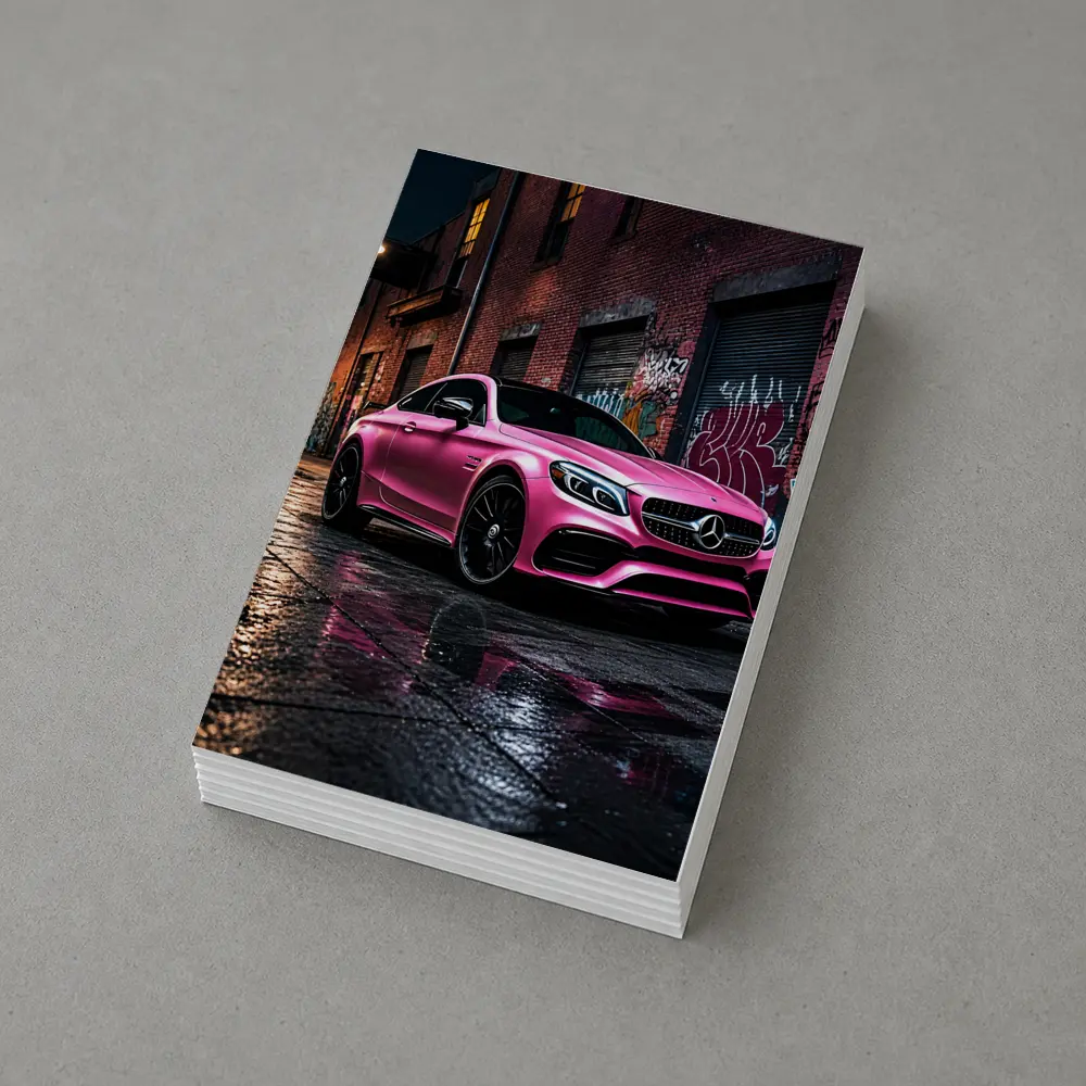 Pink Mercedes AMG C63 Graffiti Alley Night – Postcards