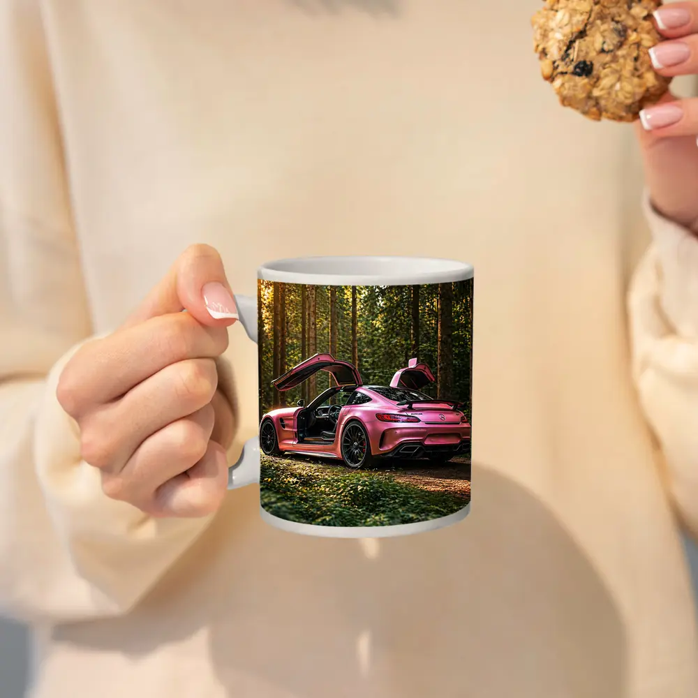 Pink Mercedes AMG GT Forest Setting – Mugs