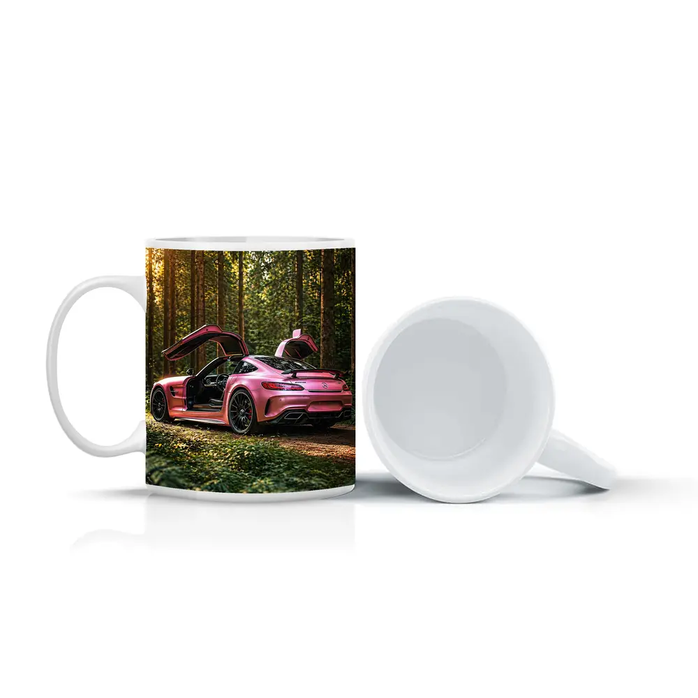 Pink Mercedes AMG GT Forest Setting – Mugs