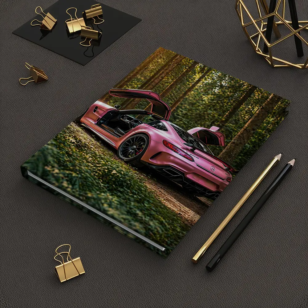 Pink Mercedes AMG GT Forest Setting – Notebooks