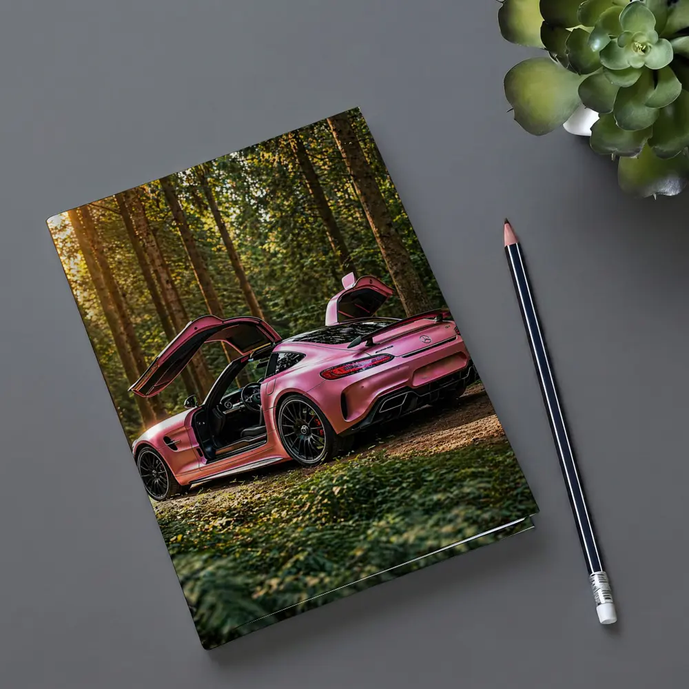 Pink Mercedes AMG GT Forest Setting – Notebooks