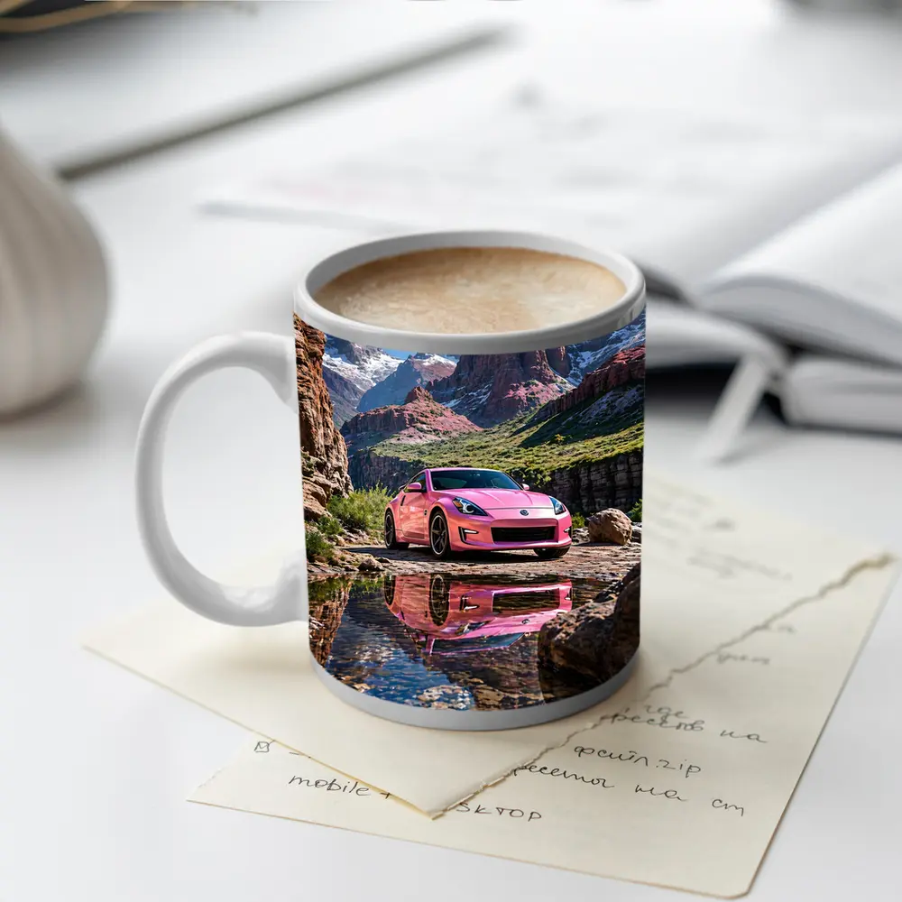 Pink Nissan 370Z Rocky Mountain Canyon – Mugs