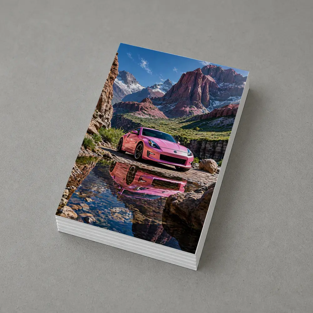 Pink Nissan 370Z Rocky Mountain Canyon – Postcards