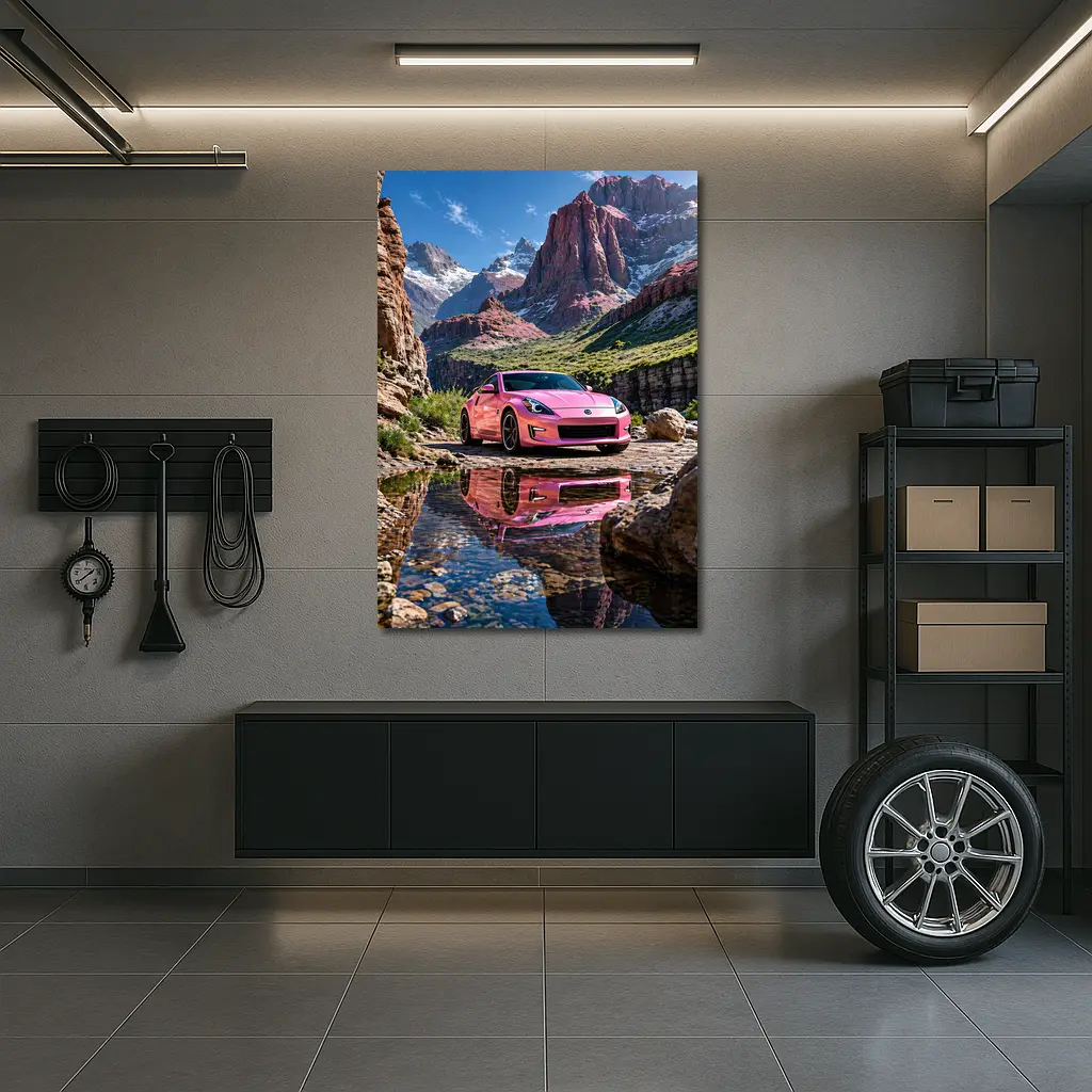 Pink Nissan 370Z Rocky Mountain Canyon – Wall Art