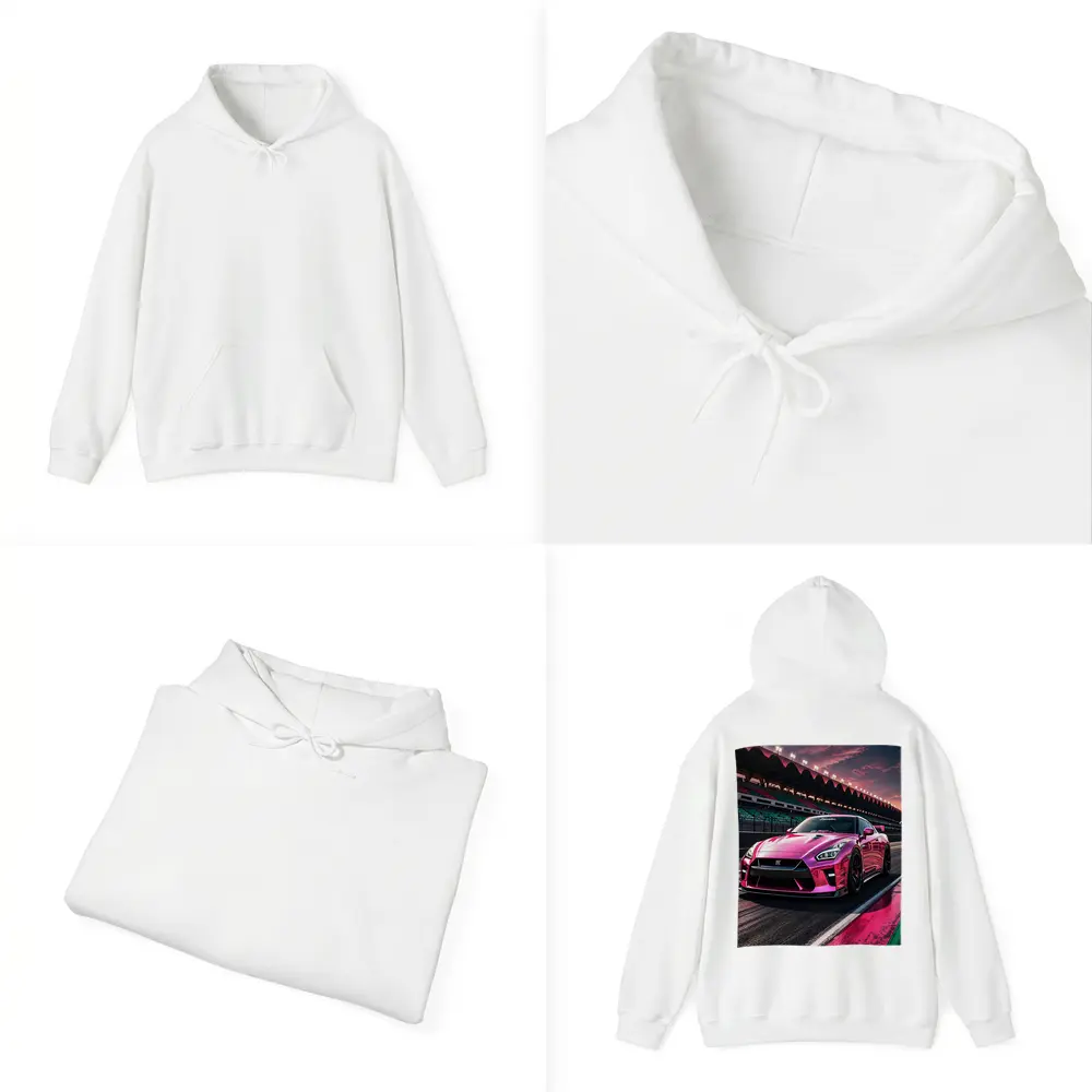 Pink Nissan GT-R On Racing Track – Hoodies