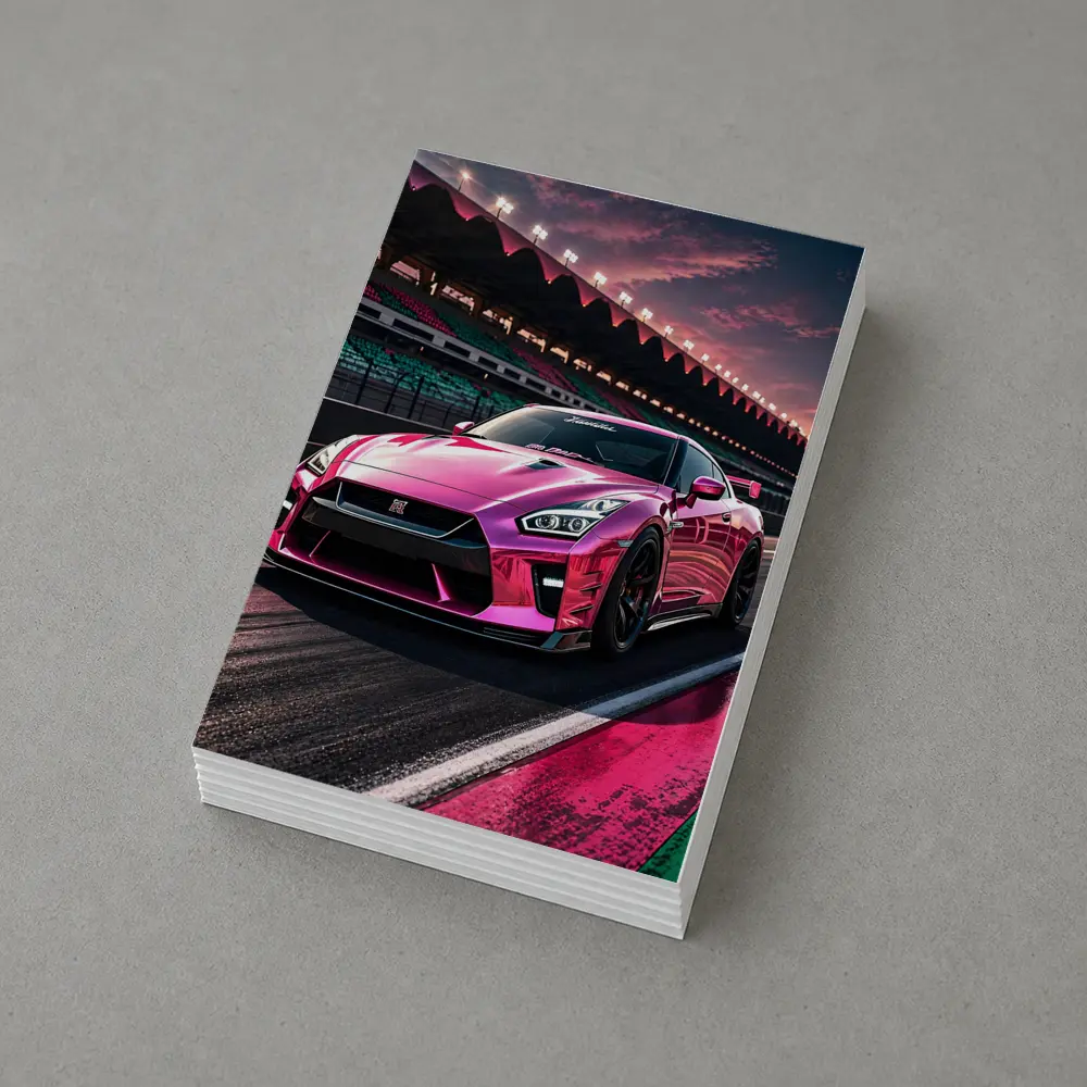 Pink Nissan GT-R On Racing Track – Postcards