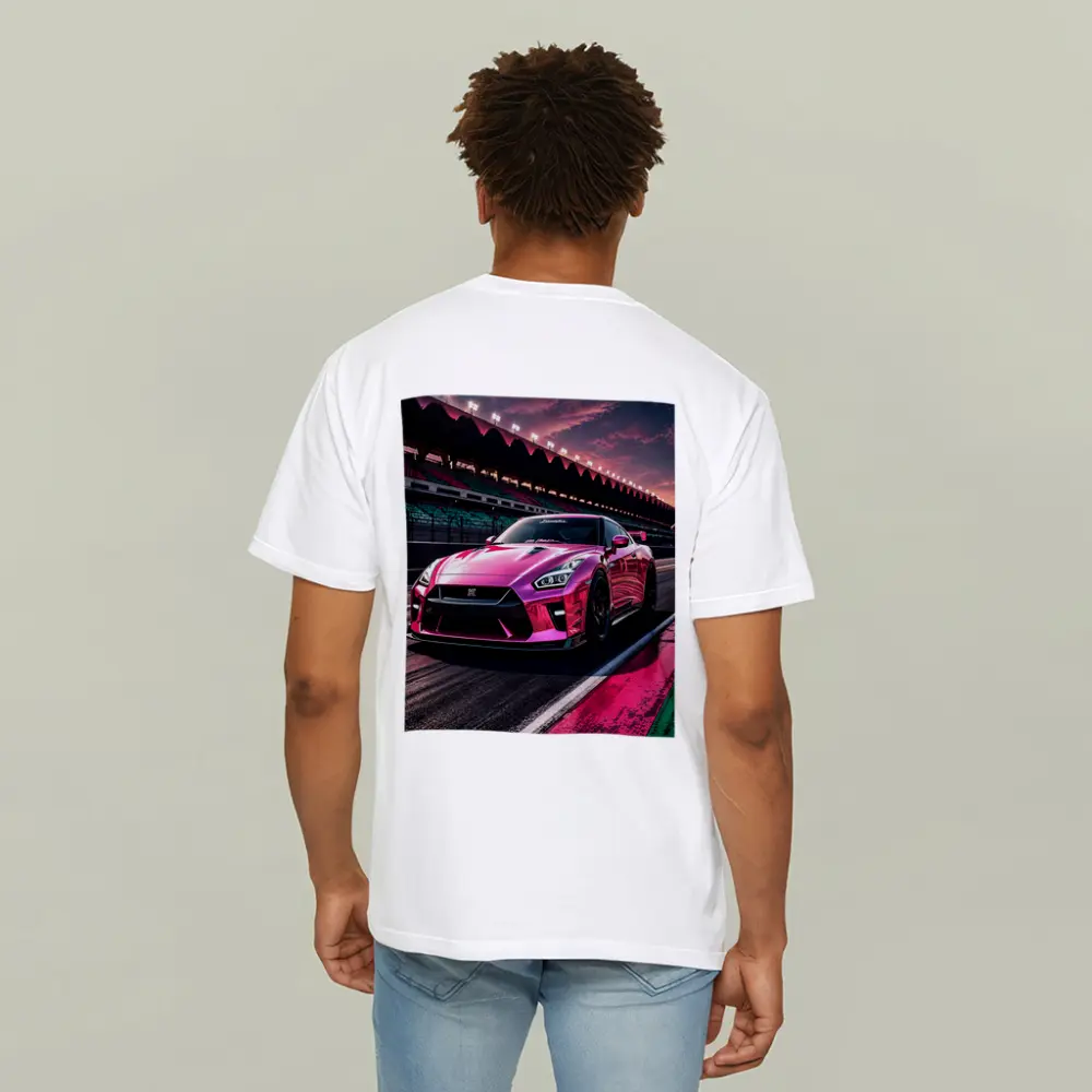 Pink Nissan GT-R On Racing Track – T-Shirts