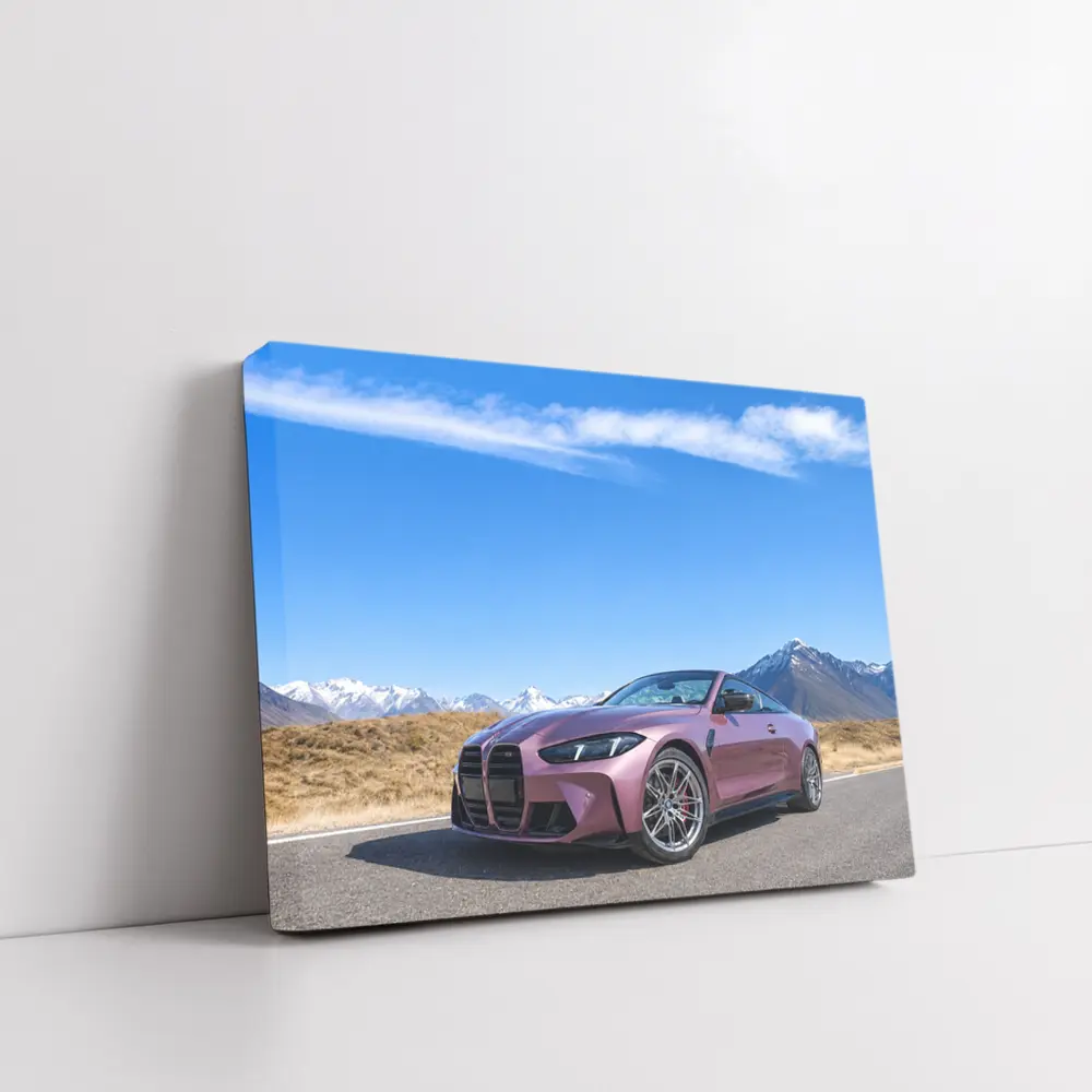 BMW M4 Pink Pearl Mountain Road Scene – Wall Art