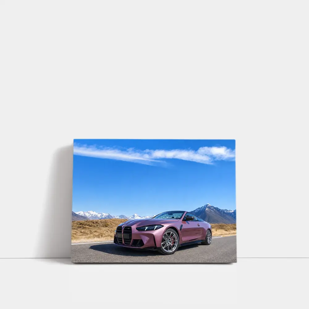 BMW M4 Pink Pearl Mountain Road Scene – Wall Art