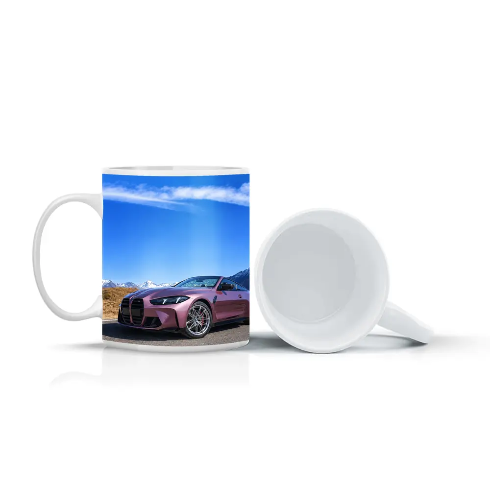 BMW M4 Pink Pearl Mountain Road Scene – Mugs
