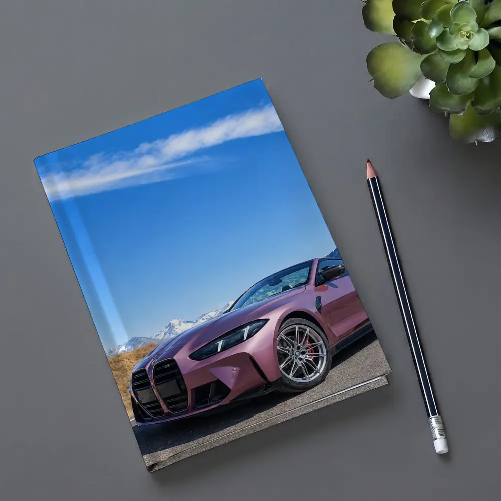 BMW M4 Pink Pearl Mountain Road Scene – Notebooks