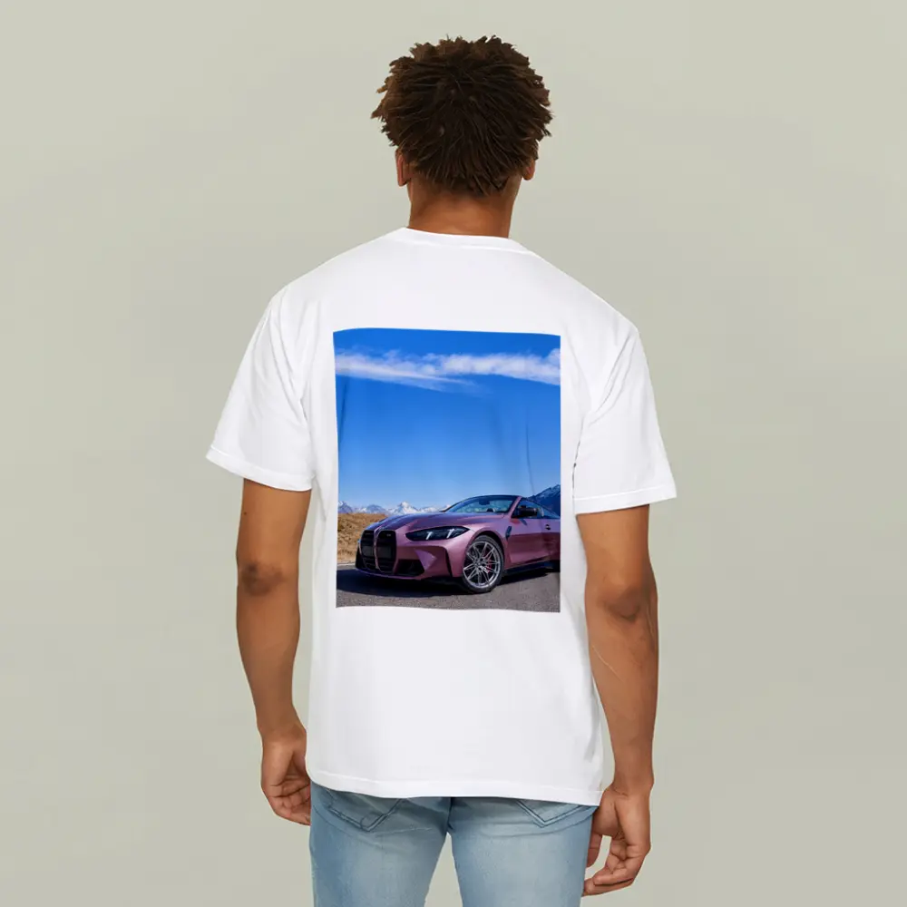 BMW M4 Pink Pearl Mountain Road Scene – T-Shirts